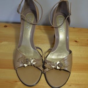 Franco Sarto tan ankle strap sandals